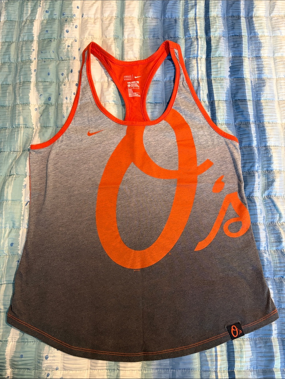 Nike Orioles baseball Women’s Gray and Orange Racerback Tank Top size L